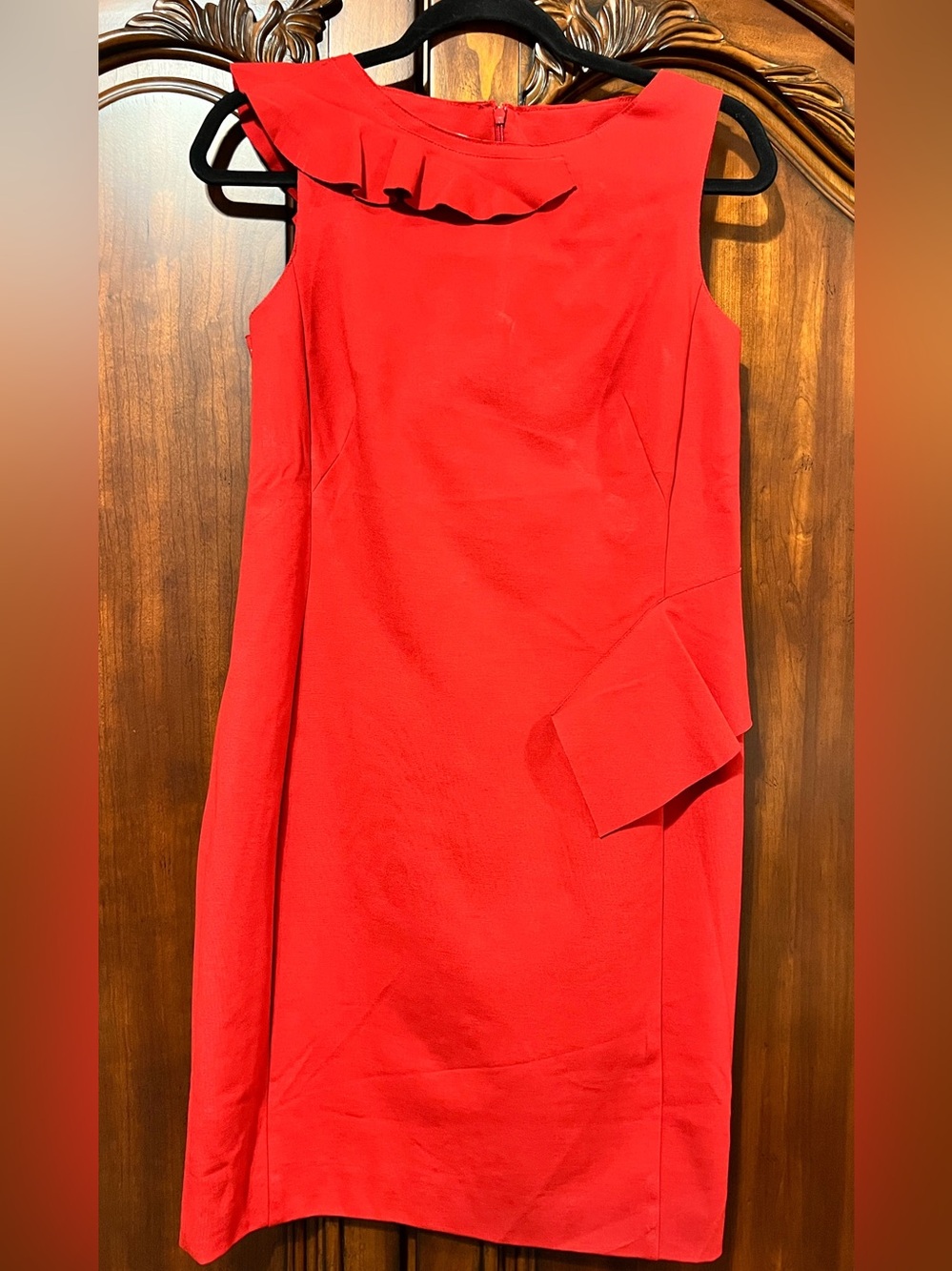Akris Punto Vibrant Red Ruffle-Trim Sheath Dress